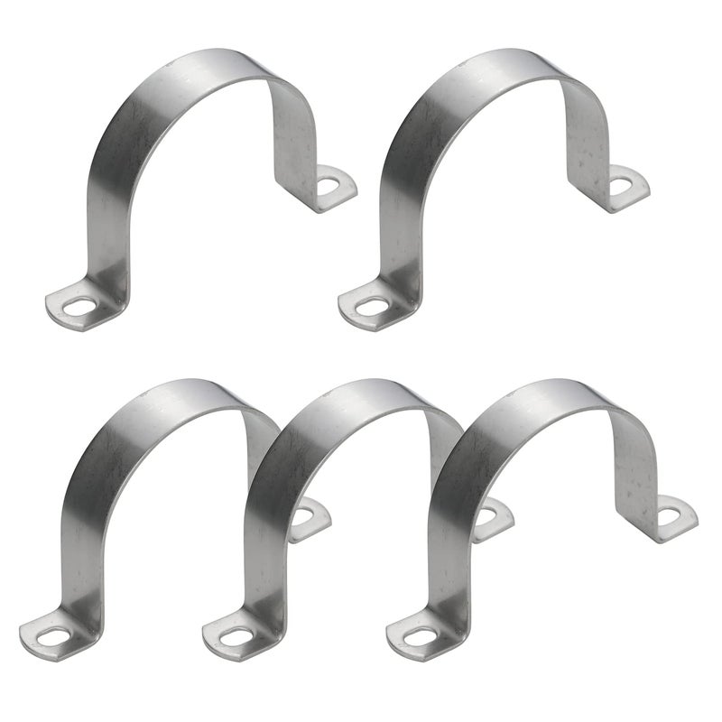 AKIHISA 3.5 Inch Heavy Duty 2 Hole Strap,5 PCS U-Tube Strap Clamp,Stainless Steel-304 Rigid U Bracket Pipe Strap Clamp,Wire Pipe Cable Clips Fastener(ID 89mm) - Image 1